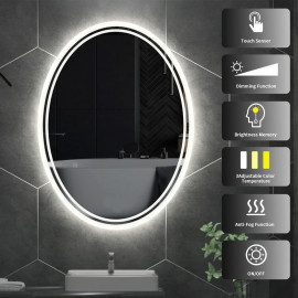 Овальное зеркало с LED подсветкой Омега 01 