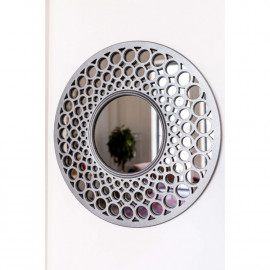 Круглое зеркало в серебряной декоративной раме Round Silver 